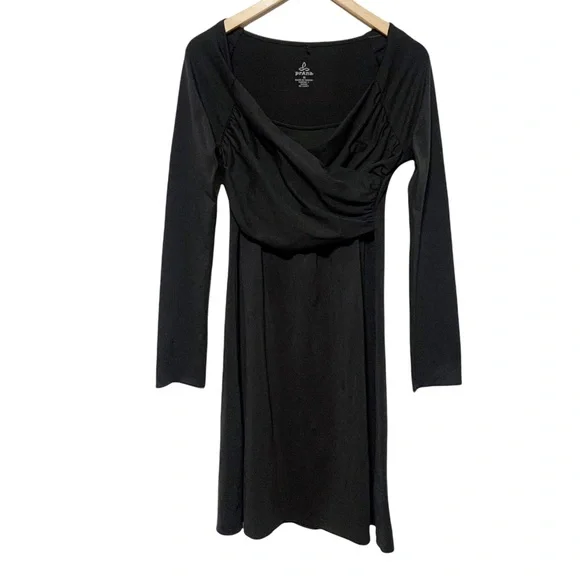 3/$15 PrAna Ruched Wrap Front Long Sleeve Fitted Dress M